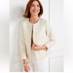 Talbots Women’s Park Tweed Fringe Jacket Size 14